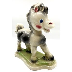 Vintage Rempel Diamond Pottery Frisky Pony 1950 Nursery Decor